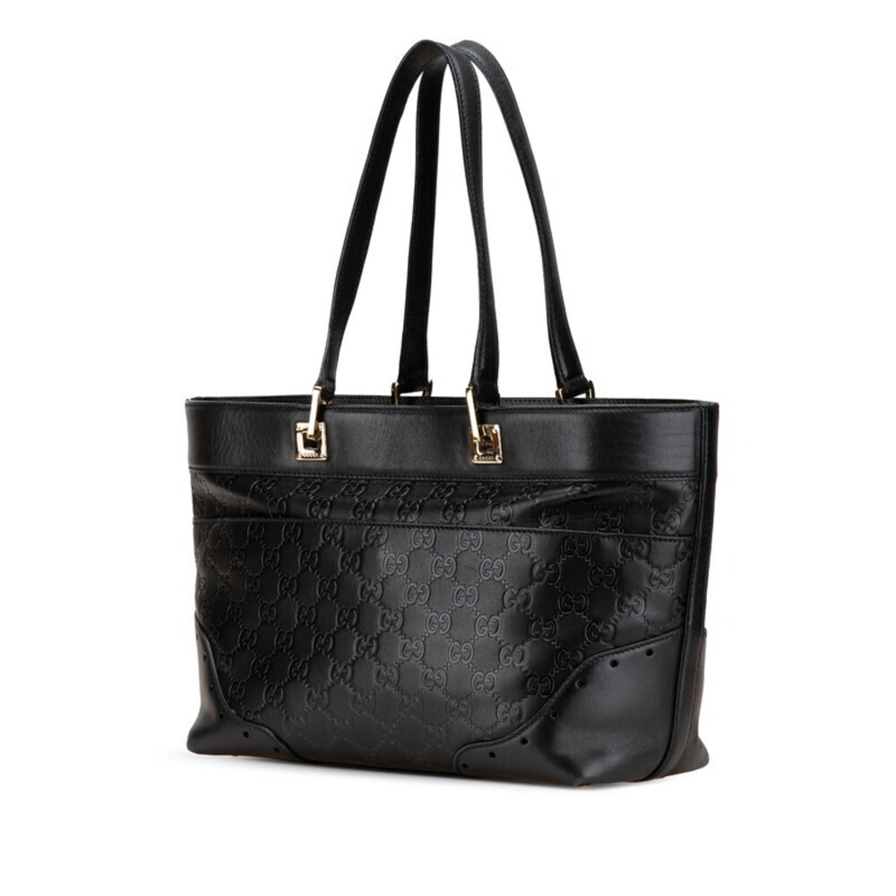 Gucci Guccissima Horsebit Handbag Tote Bag Black Leather - Picture 2 of 8